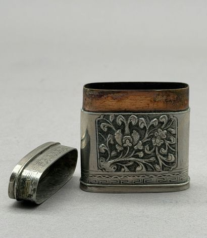 Opium box made of baitong (paktong) and copper,...