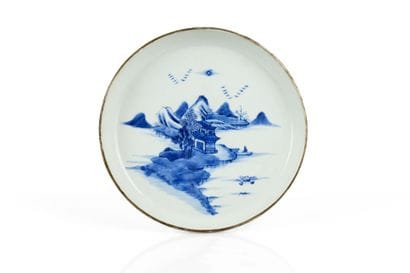 Small blue-and-white porcelain tray, known...
