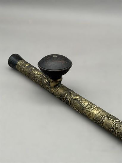 Metal opium pipe (silver plated or low-purity...