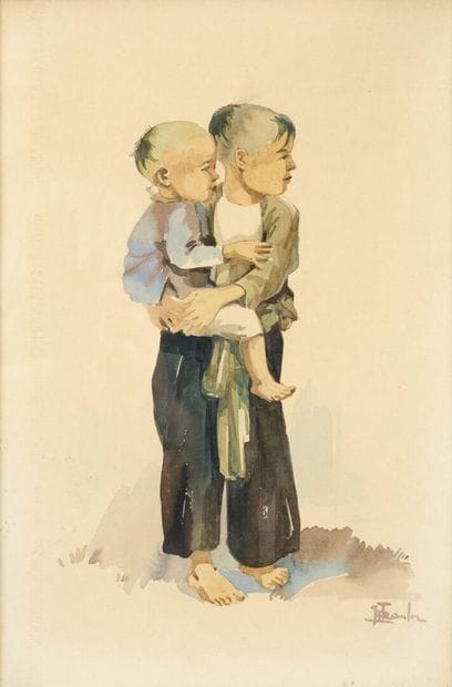 TRAN TAN LOC (1906–1968)
Two framed watercolors...