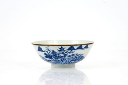 A blue-and-white porcelain bowl, known as...