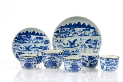 Blue-and-white porcelain tea set, known as...