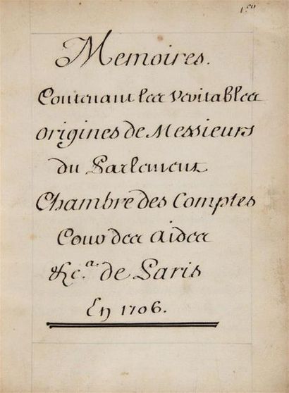 [PARLEMENT DE PARIS / MANUSCRIT]. « Memoires....