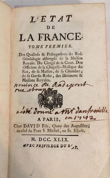 [ÉTAT de la FRANCE]. L'Etat de la France....