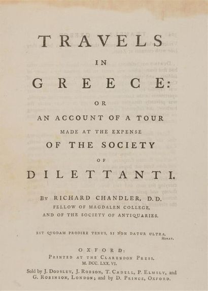 CHANDLER (Richard). Travels in Greece : or...