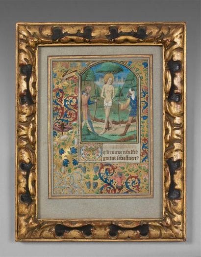 [MANUSCRIT ENLUMINÉ]. Une page de manuscrit...