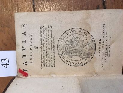 [ÉSOPE]. Fabulæ Aesopicæ. Lugduni, Apud Ioan.
Tornaesium,...
