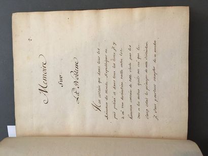 [NOBLESSE / MANUSCRIT]. « Memoire sur la...