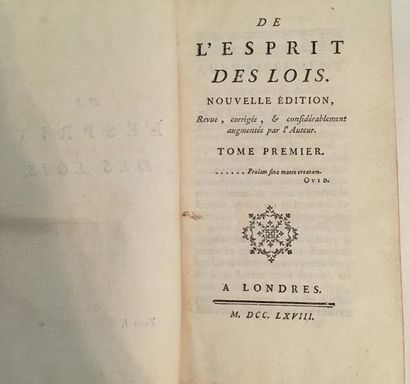 MONTESQUIEU (Charles de). De l'Esprit des...