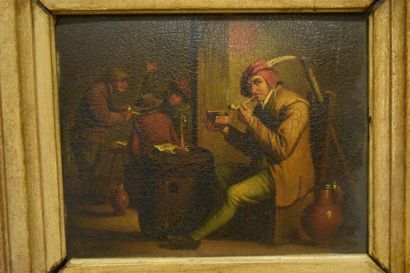 Ecole française dans le goût de Teniers
Homme...
