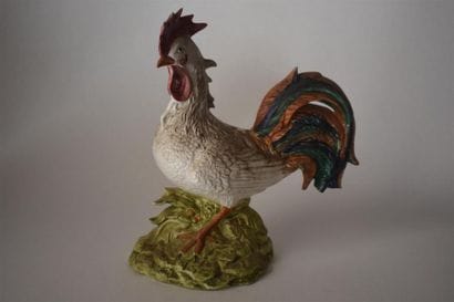 Coq en faïence polychrome, XXe siècle
Signé...