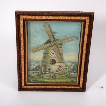 Boîte à musique et tableau animé à horloge,...