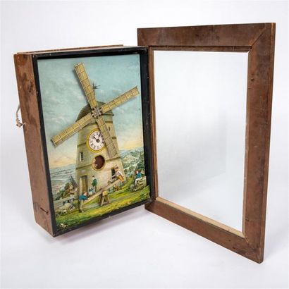 Boîte à musique et tableau animé à horloge,...