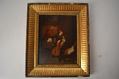 Ecole française vers 1830
Joueur de violoncelle
Huile...