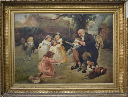 Ecole anglaise vers 1860
Jeux d'enfants
Huile...
