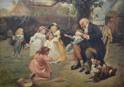 Ecole anglaise vers 1860
Jeux d'enfants
Huile...