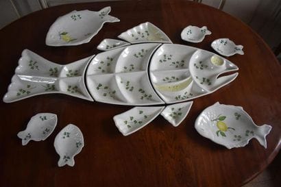 Service à poisson en porcelaine, Italie,...
