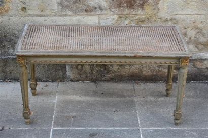 Banquette cannée en bois mouluré, sculpté...