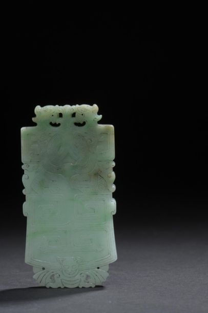 Jadeite pendant
China, 20th century
Rectangular,...