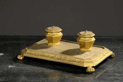 Chiseled and gilt bronze writing case in...