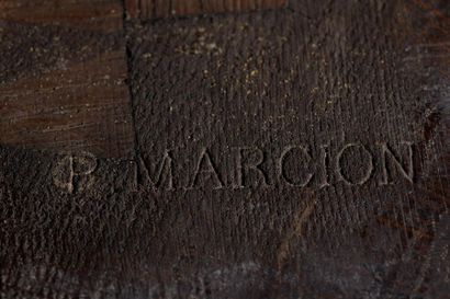Console in mahogany and mahogany veneer stamped...