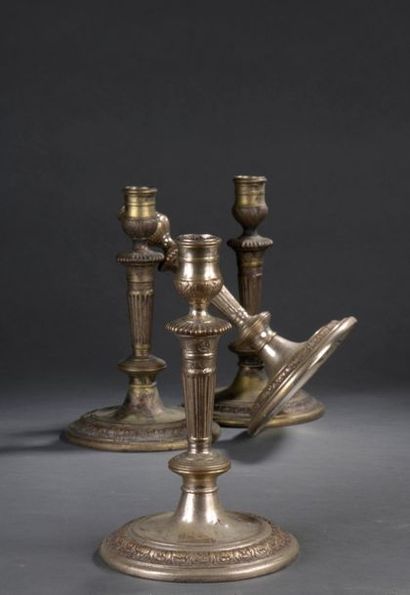 A suite of four Louis XIV
period silver plated...