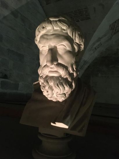 Suite de neuf bustes en plâtre représentant...