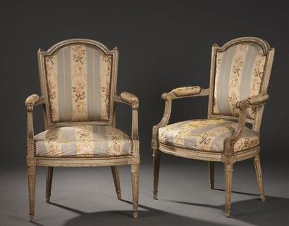 Pair of Louis XVI
period moulded and carved...
