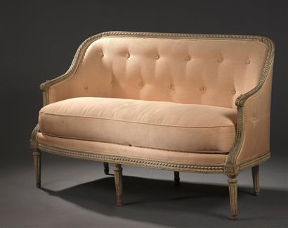 Small molded and lacquered wooden sofa attributed...
