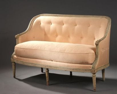 Small molded and lacquered wooden sofa attributed...