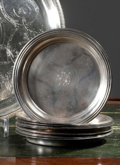 CHRISTOFLE
Eight coasters with imperial coat...