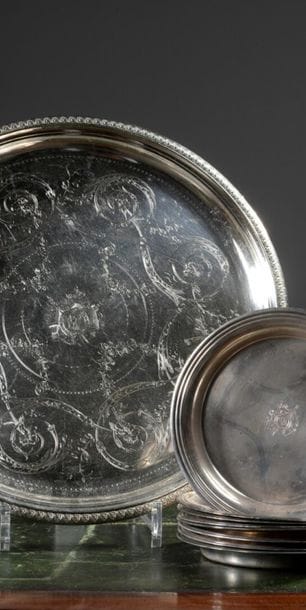 CHRISTOFLE
Tray with large silver plated...