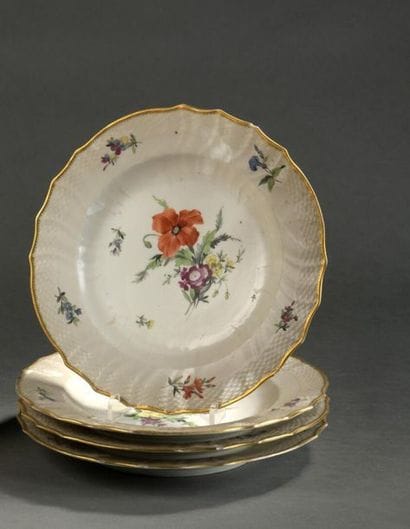 MEISSEN, XIXth century 
Suite of eleven porcelain...