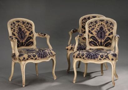 Pair of moulded and carved wooden armchairs...