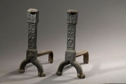 Pair of late 15th century 
cast iron andirons...