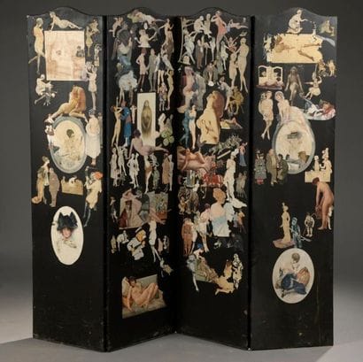 Paravent à quatre feuilles, vers 1900
À décor...