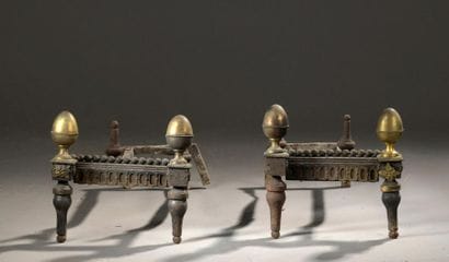 Pair of late Louis XVI
period gilded brass...