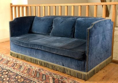 Canapé confortable en velours bleu, fin du...
