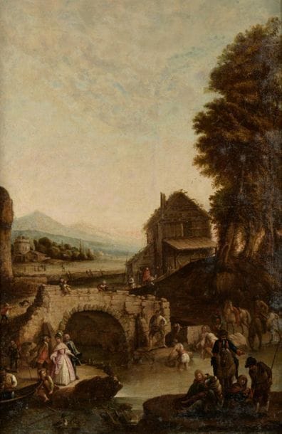 FRENCH school circa 1780
Fishermen with nets...