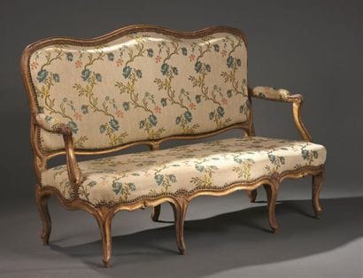 Moulded, carved and gilded wood sofa stamped...