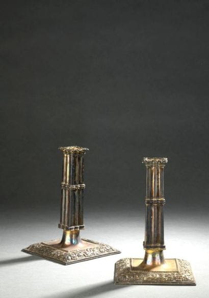 Pair of silver candlesticks in the Louis...
