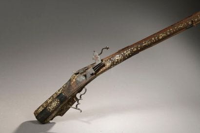 Hunting harquebus, wheeler. Rifled barrel,...