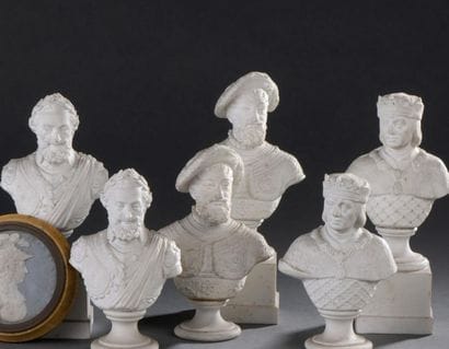 SEVRES, Restoration
period Three bisque busts...