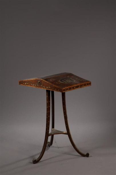 Double lectern in sycamore veneer and painted...