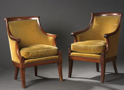 Pair of mahogany and mahogany veneer shepherdesses...