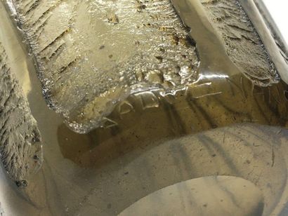 Daum - Flared vase in moulded smoked glass...