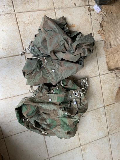 Set of 2 camouflaged tent covers.