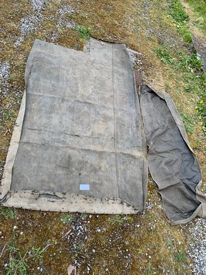 Lot of 2 incomplete tarpaulins.