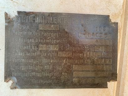 Plaque d'identification pour Steyr 6 AG....