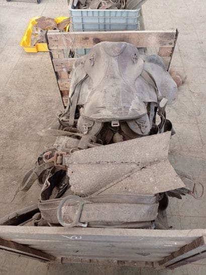 Set of leather saddles.